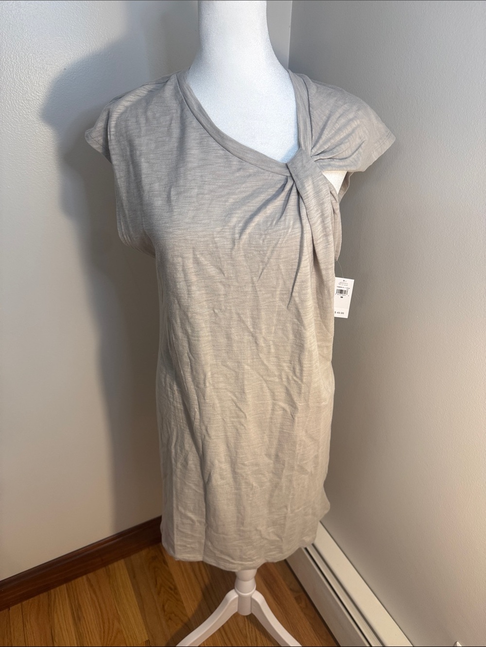 GAP Light Taupe Knot-Shoulder Midi Dress